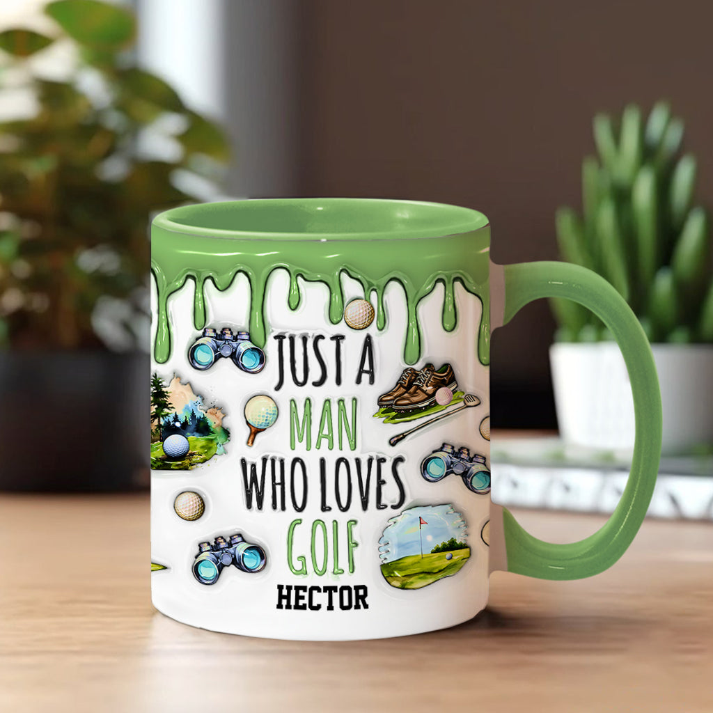 Just A Man Who Loves Golf Custom Accent Mug, Men Golf Gifts, Golf Mug, Gift For Golfers