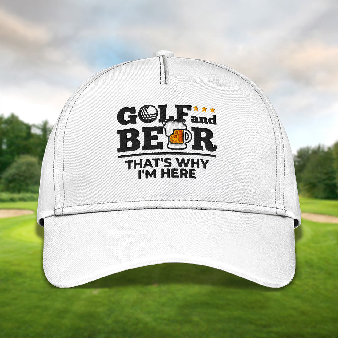 Golf And Beer Embroidered Baseball Cap, Golf Hat, Dad Golf Gift
