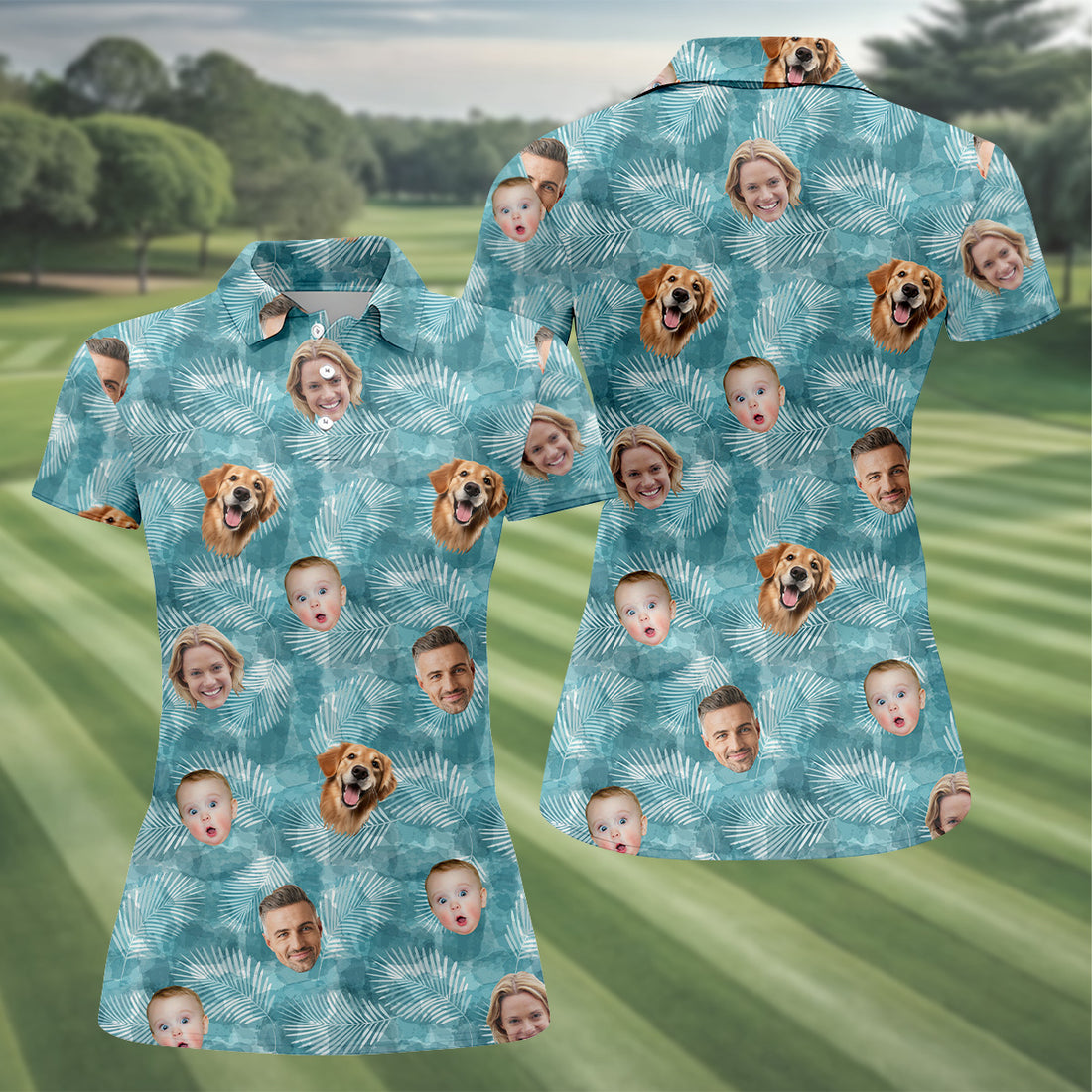 Palm Leaf Pattern, Hawaiian Golf Shirts, Custom Face Shirt, Sleeveless Womens Golf Shirts, Ladies Golf Tops