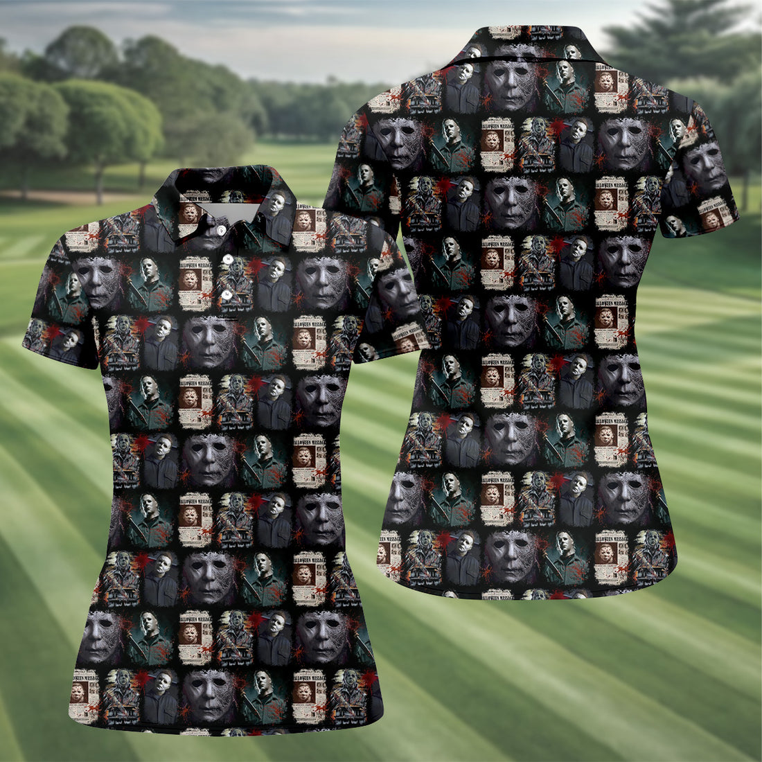 Michael Myers Halloween Funny Golf Shirts Women, Classic Horror Characters Ladies Golf Tops, Horror Movie Shirt