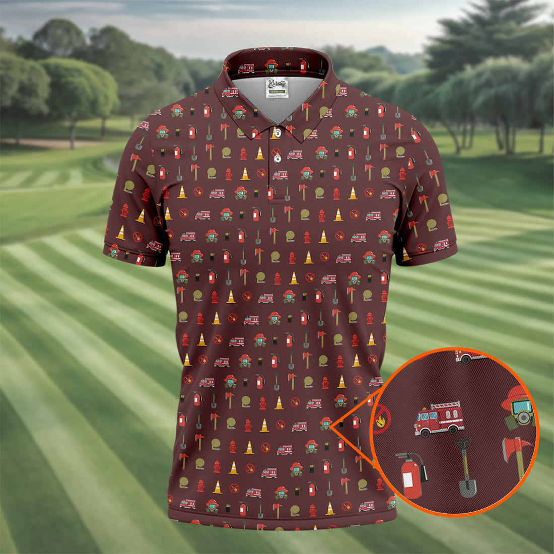 Fireman Patter Men's Funny Golf Shirts, Golf Tops For Men, Polo Shirts For Men, Golf Shirts For Men