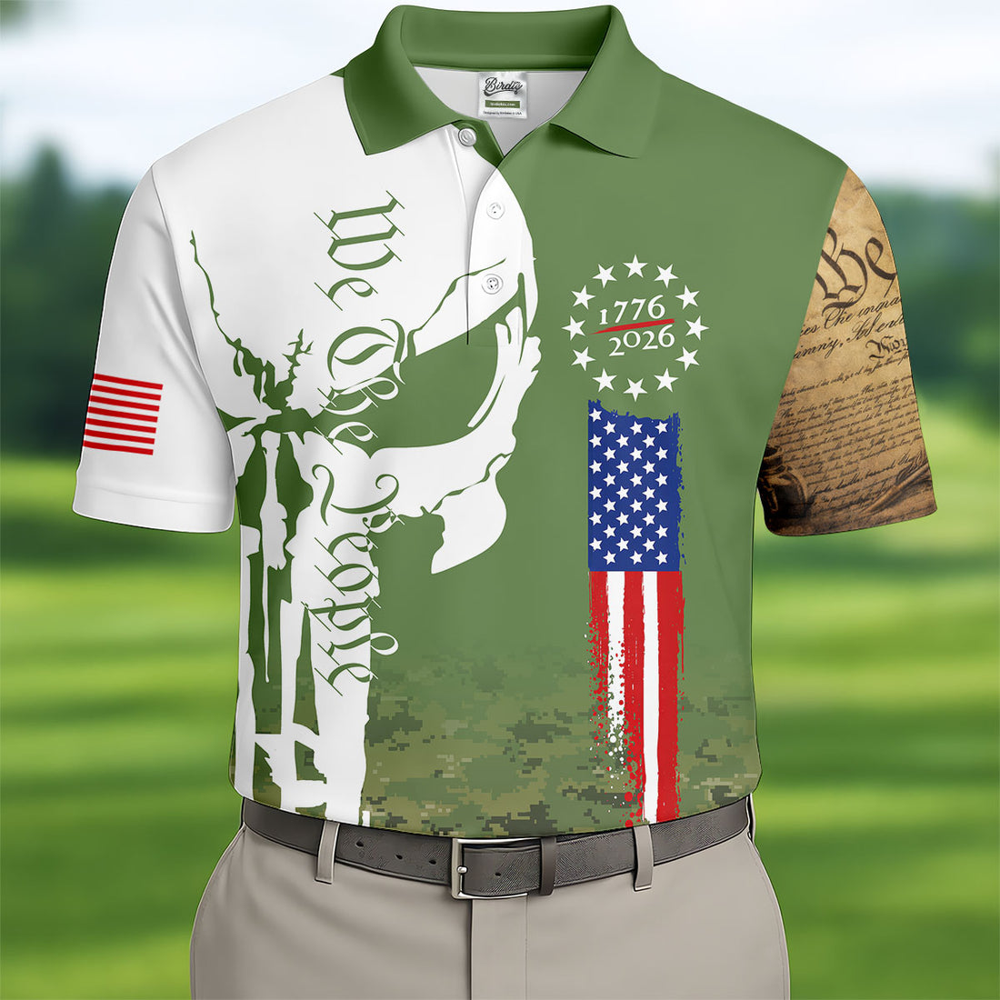 American Bill Of Rights Father's Day Camo Golf Shirt, 250 Years 4th Of July Polo Shirts For Men