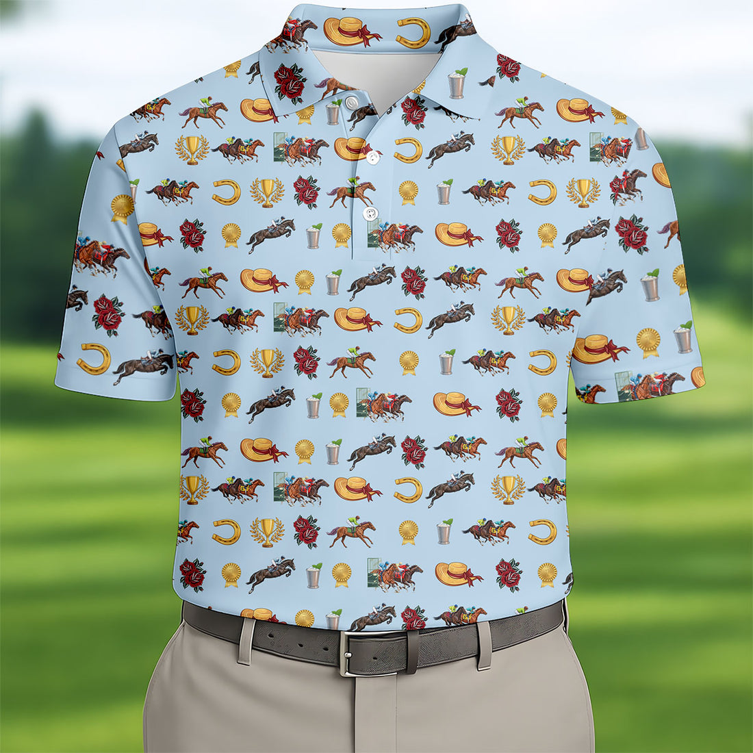 Run For The Roses Horse Ride Racing Golf Tops For Men, Golf Shirts For Men, Polo Shirts For Men