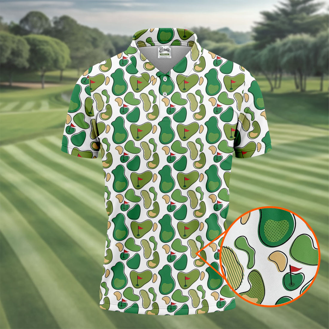 Mini Golf Course Seamless Pattern Men's Golf Polo Shirts, Performance Golf Polos, Golf Shirts For Men