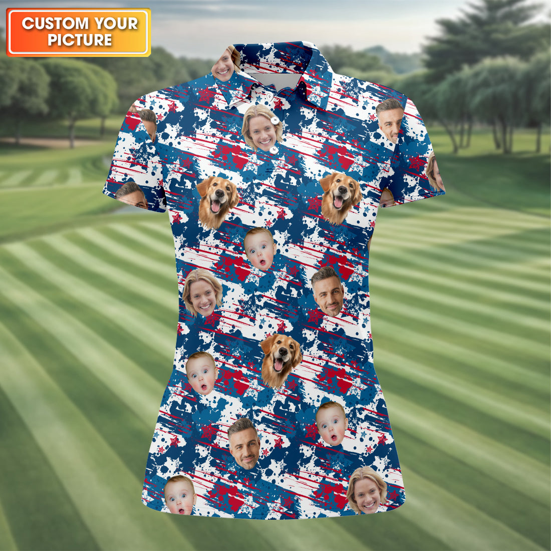 Custom Face Shirt, Ladies Golf Shirt, Personalized Dog Shirts, Golf Polo For Ladies, Family Portrait Golf Shirt