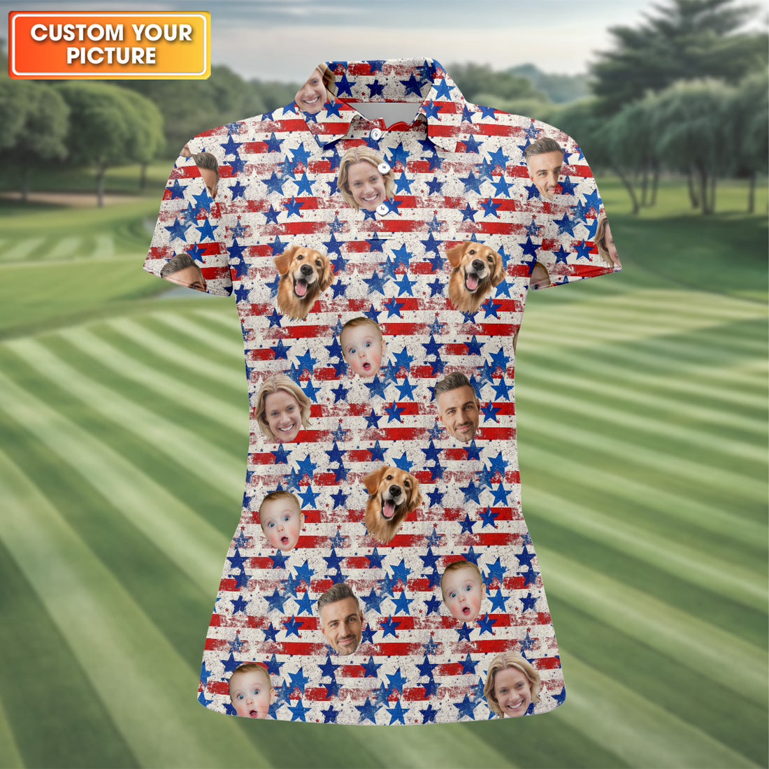 Patriotic Golf Shirt, USA Golf Shirt For Ladies, Women's Golf Polo Shirt,  Womens Golf Polo, Custom Pet Shirt