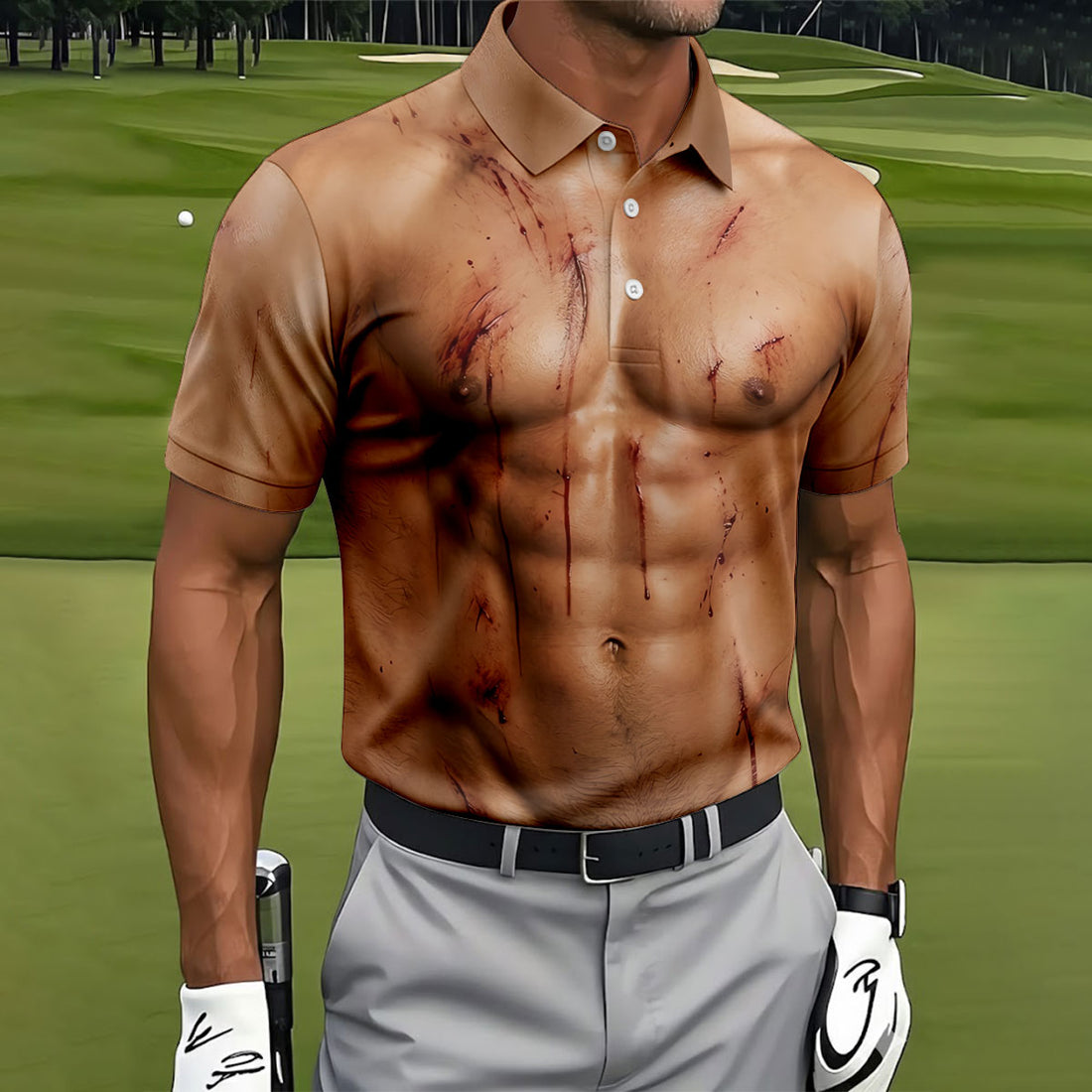 Scary Muscle Body Halloween Golf Shirt, Golf Polo Shirts For Men, Printed Golf Shirts