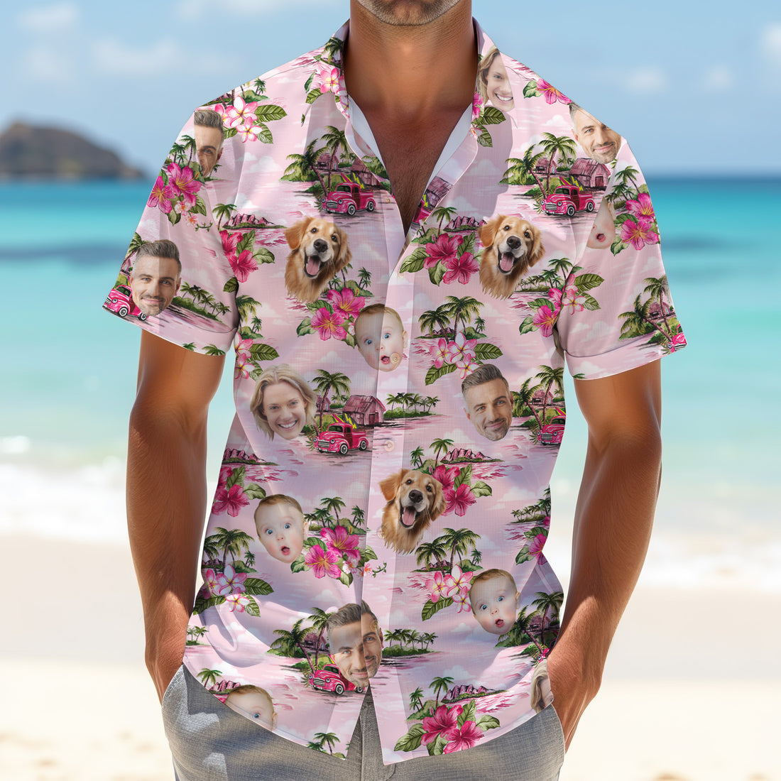 Mens Pink Hawaiian Shirt, Flower Men Shirt, Custom Team Shirt, Men Polo Shirt, Best Gifts For Men Golfers