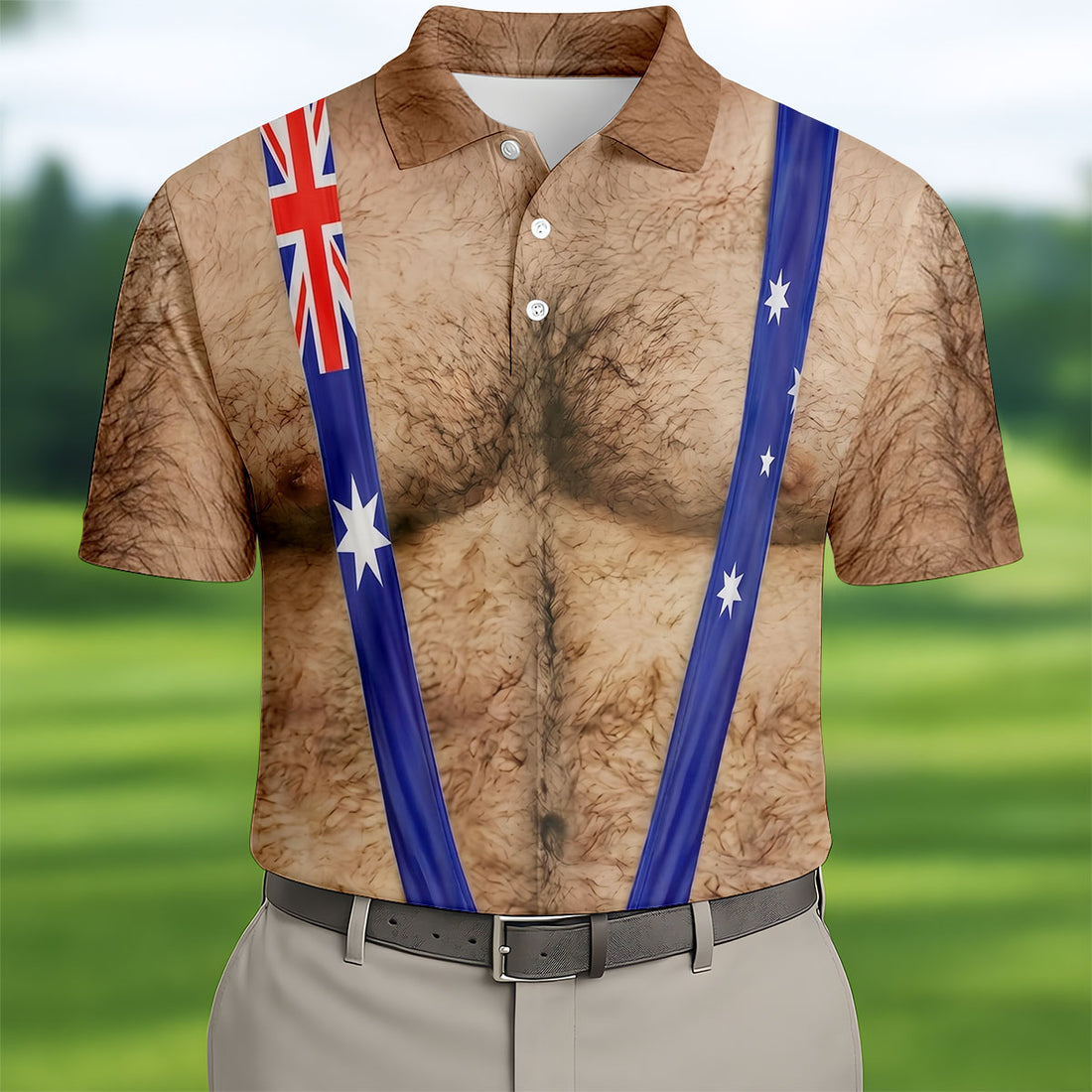 Australia Flag Print Fun Golf Shirt, Men's Golf Top, Polo Shirts For Men, Golf Shirts For Men