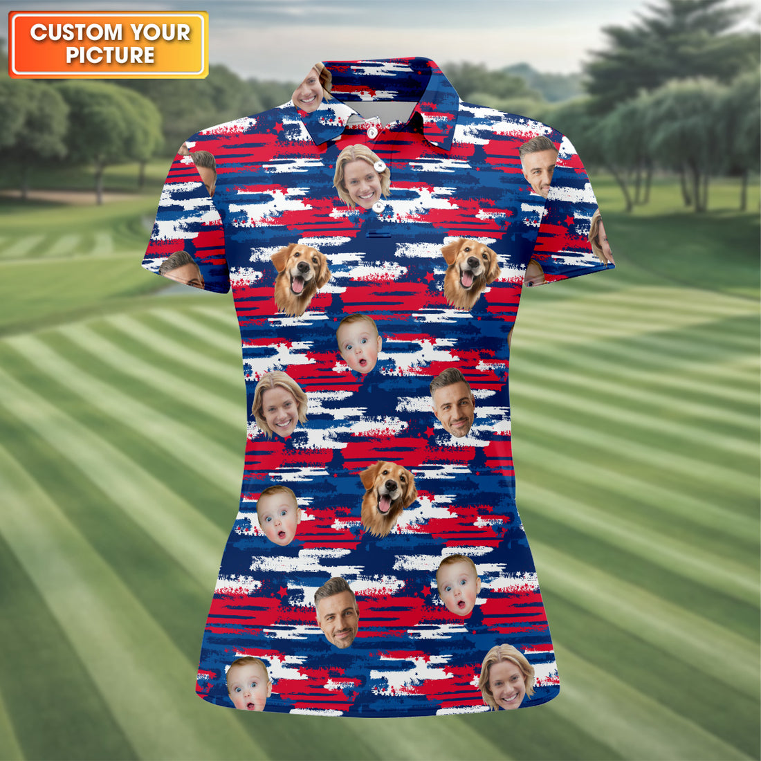 Custom Face Shirt, Patriotic Golf Polos, Womens Golf Polo, Personalized Dog Shirts, Golf Polo For Ladies