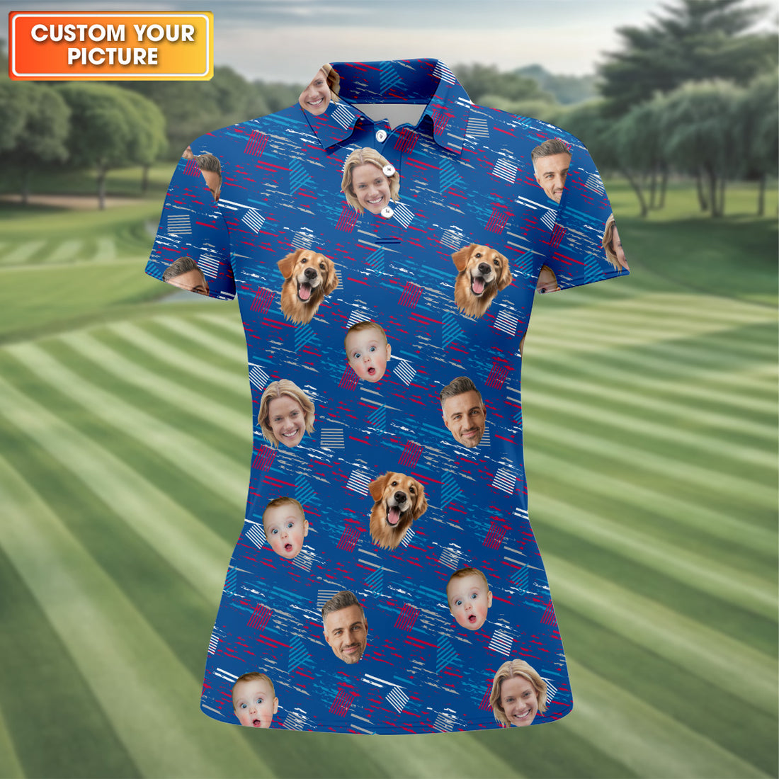 Patriotic Golf Polos, Custom Face Shirt, Womens Golf Polo, Personalized Dog Shirts, Golf Polo For Ladies