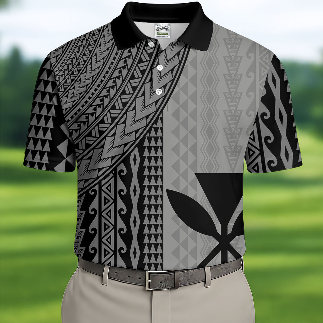 Polynesian Tribal Pattern Vintage Golf Shirt, Hawaiian Golf Shirt, Polo Shirts For Men