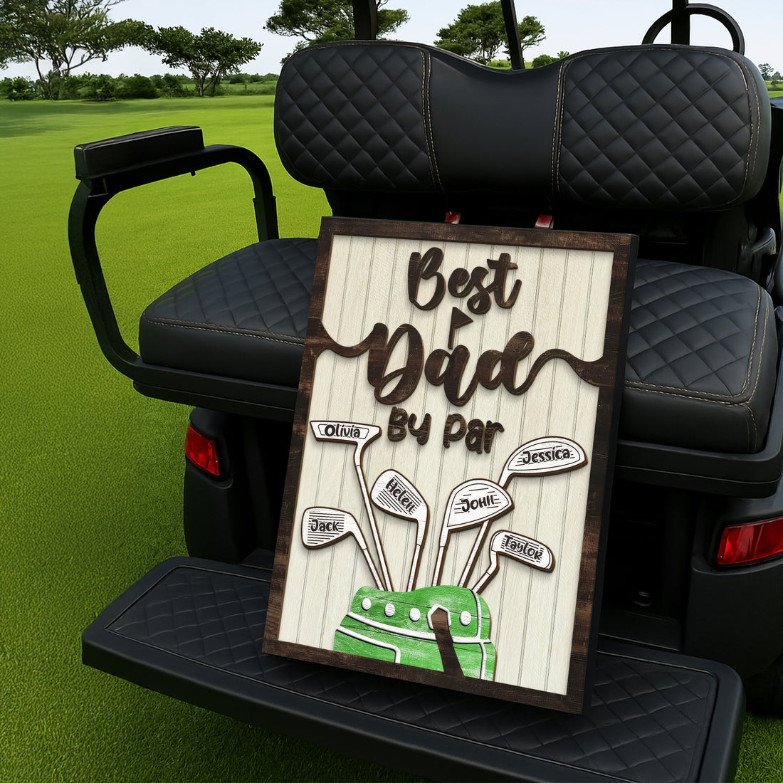 Best Dad By Par Custom Golf Wood Sign, Golf Wall Art, Christmas Golf Gift