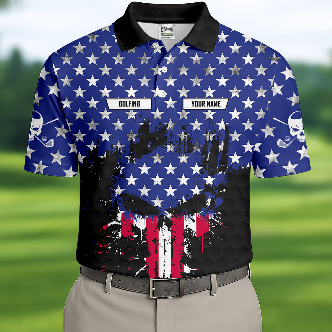 Golf Saved Me From Being A Pornstar Distressed American Flag Skull Golf Shirt, 250 Years Golf Shirts For Men