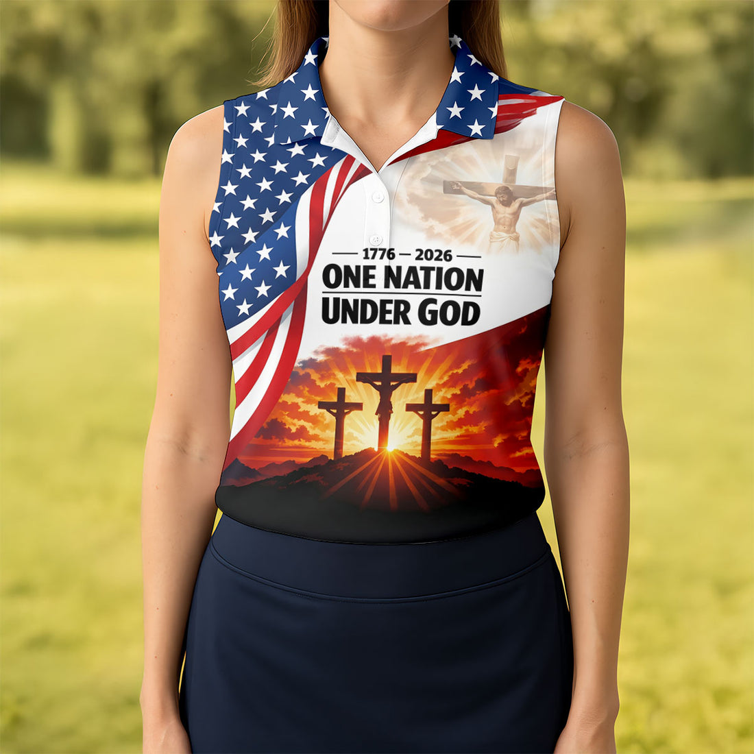 Faith And Freedom Women's 250 Years USA Patriotic Golf Shirt, 4th of July Golf Shirt
