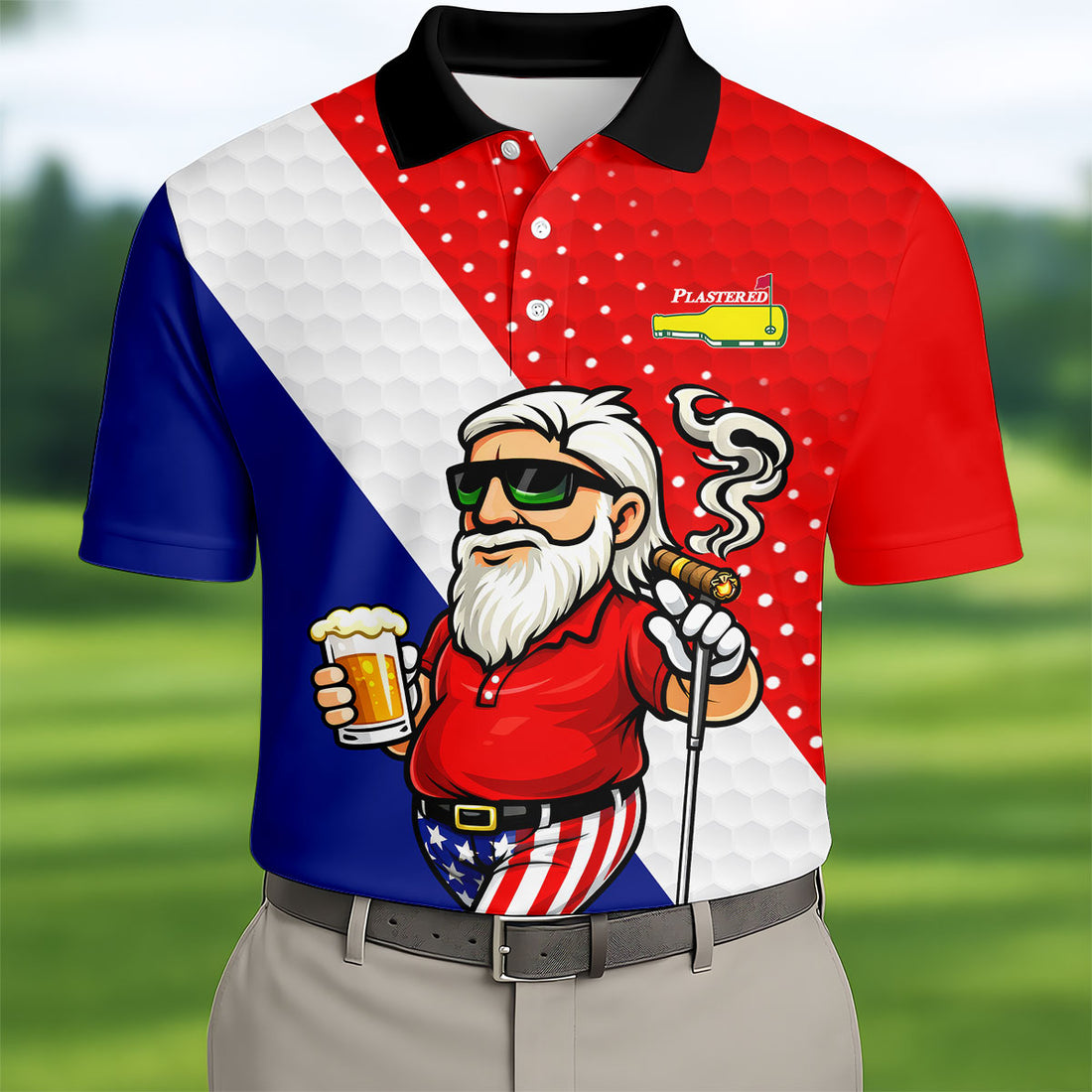Grip It Rip It Sip It Golf And Beer Patriotic Man Funny Golf Shirt, 250 Years 4th Of July Golf Shirts For Men