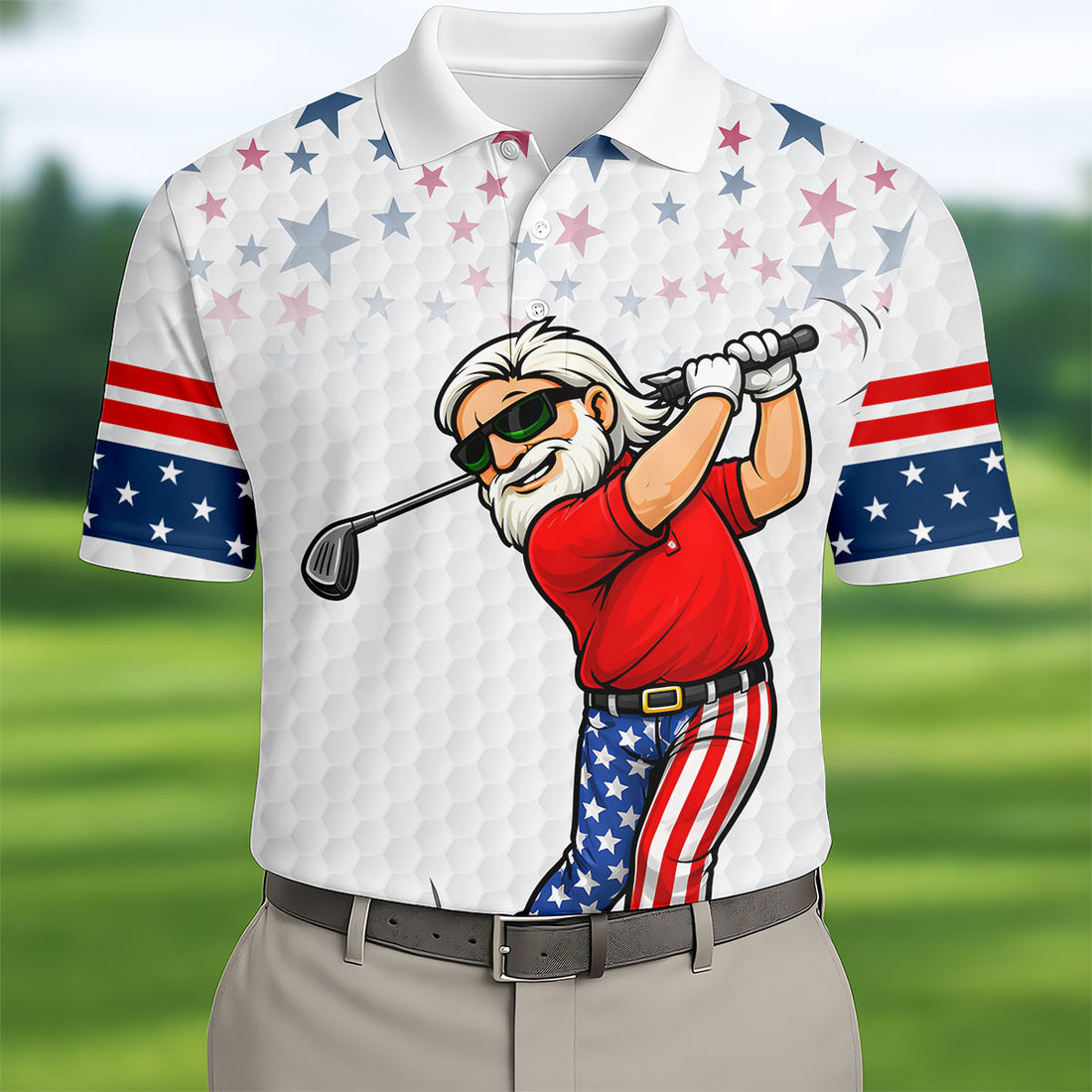 Swing Swear Look For Ball Repeat 250 Years Patriotic 4th Of July Funny Golf Shirts For Men