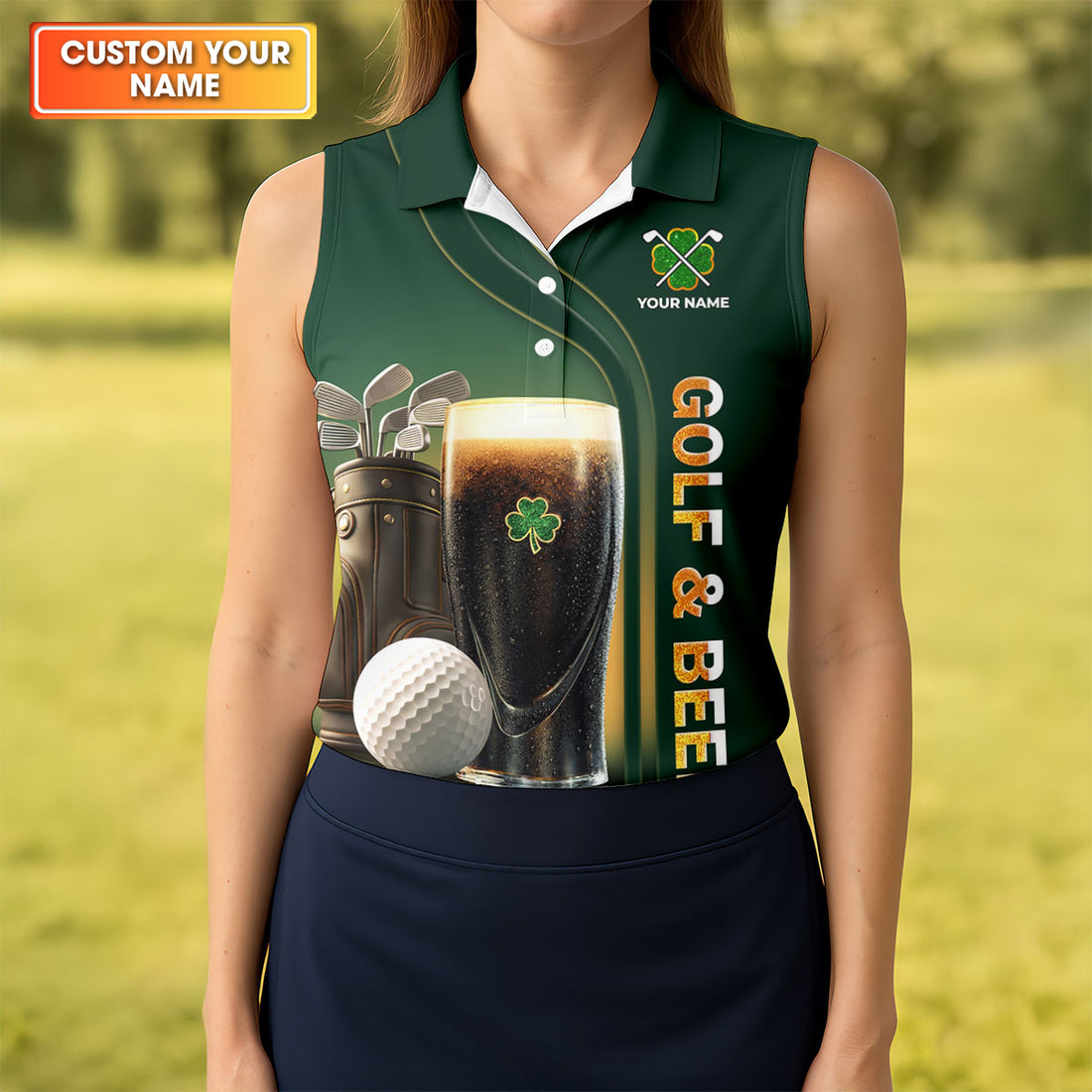 If You Drink Definitely Drive Golf And Beer Black Beer St Patrick's Day Green Women's Golf Tops, Ladies Golf Polos