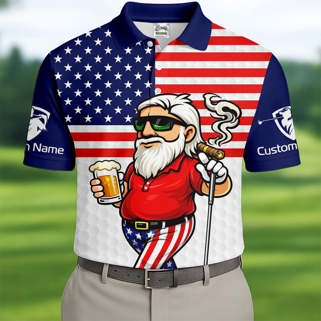 Never Underestimate An Old Man With A Golf Club And Beer Funny 250 Years Golf Shirts For Men