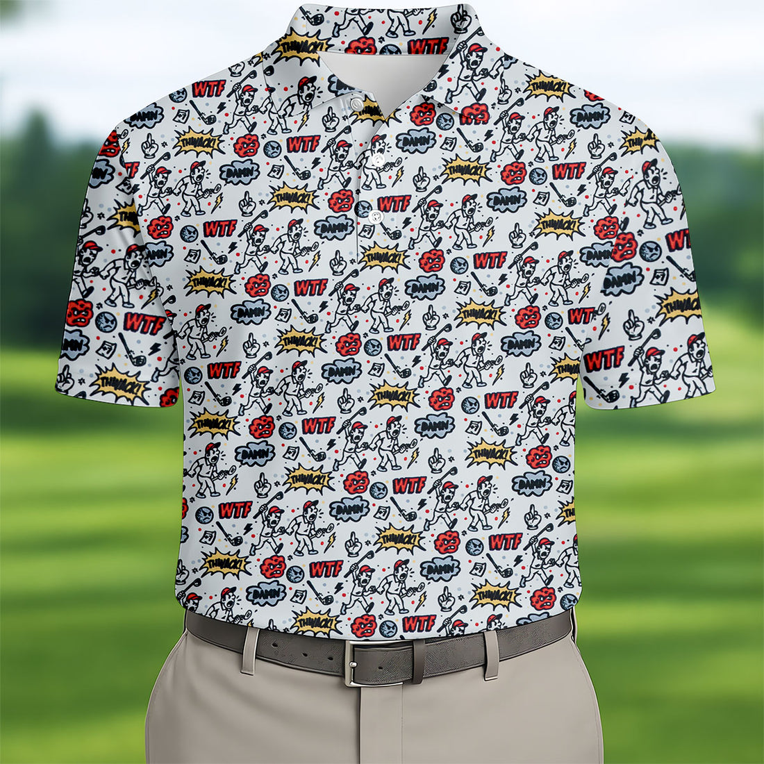 Funny Adult Humor Tropical Beach Golf Paradise Polo Shirt, Golf Polo Shirts For Men, Printed Golf Shirts