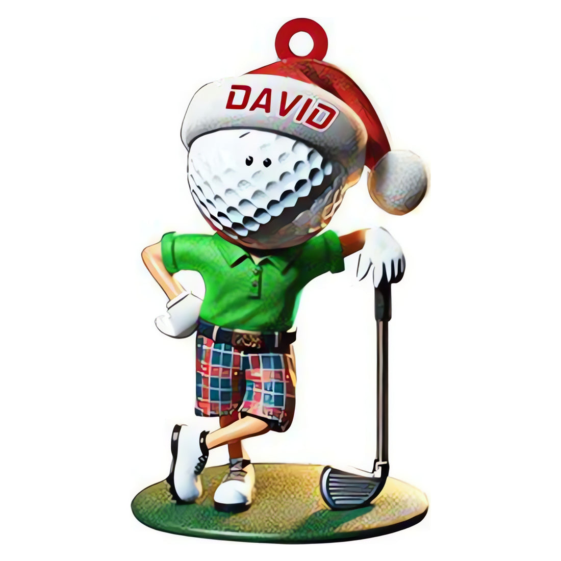 Custom Name Golf Santa Acrylic Ornament, Xmas Ornament, Golf Keychain, Christmas Golf Gift