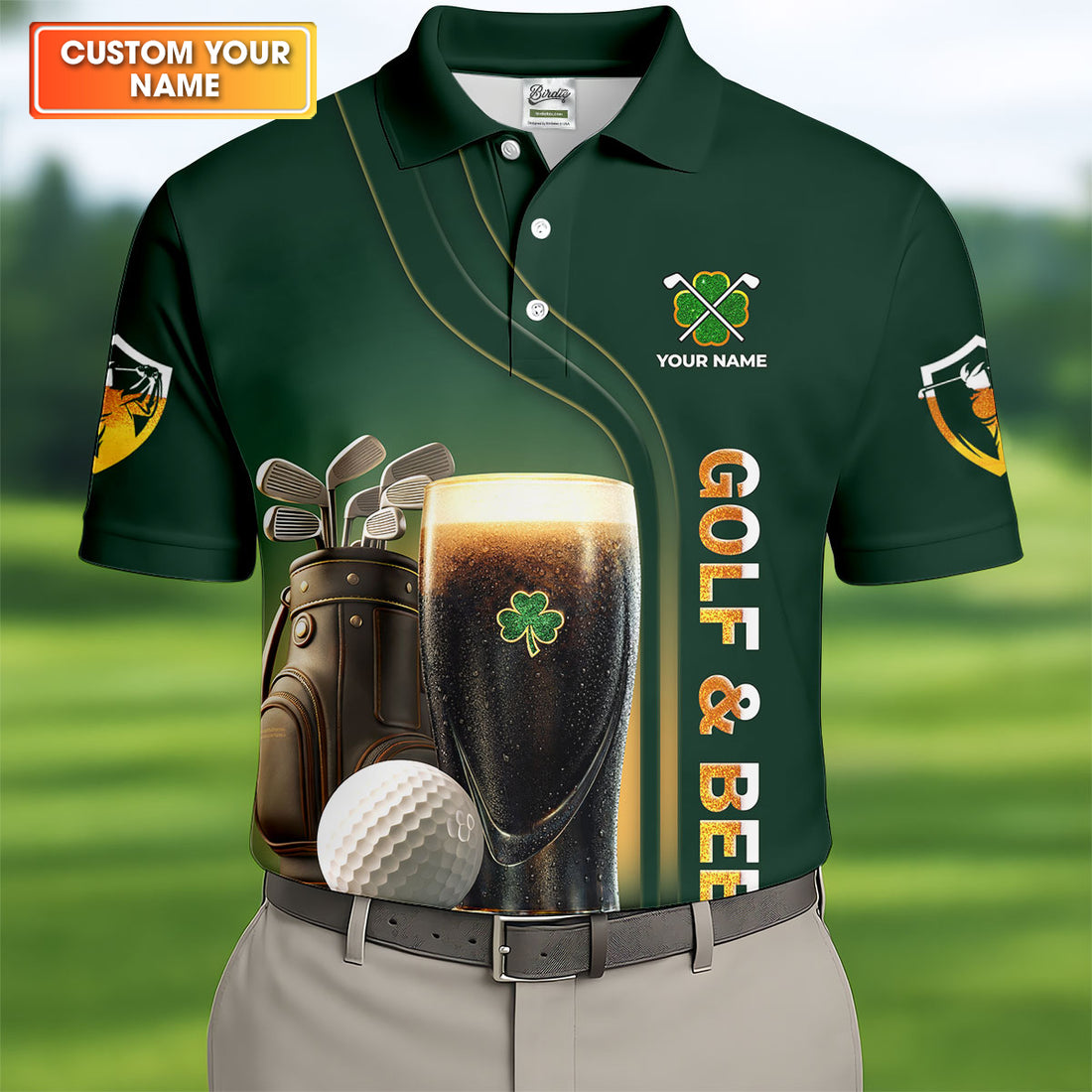 Hello Darkness My Old Friend Golf And Beer St Patrick's Day Green Golf Tops For Men, Golf Shirts For Men
