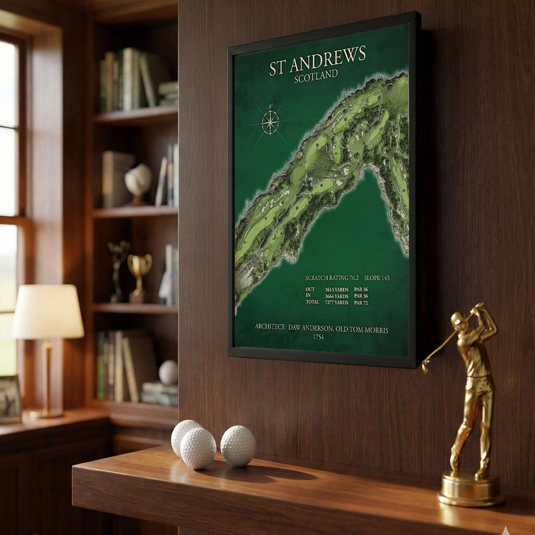 Pesonalized Golf Course Map Canvas, Golf Wall Art, Golf Decor, Gift For Golfers