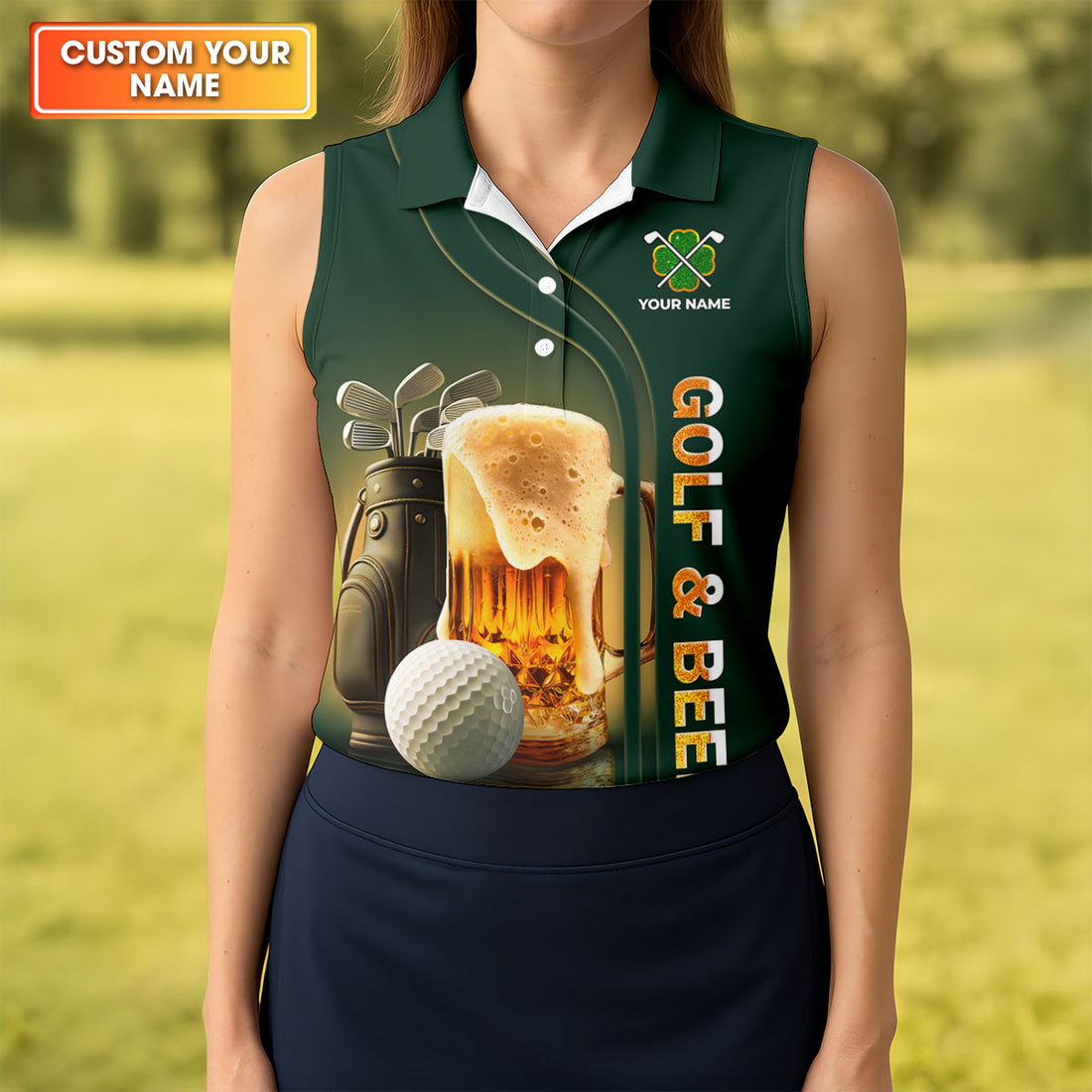 If You Drink Definitely Drive Golf And Beer St Patrick's Day Green Women's Golf Tops, Ladies Golf Polos