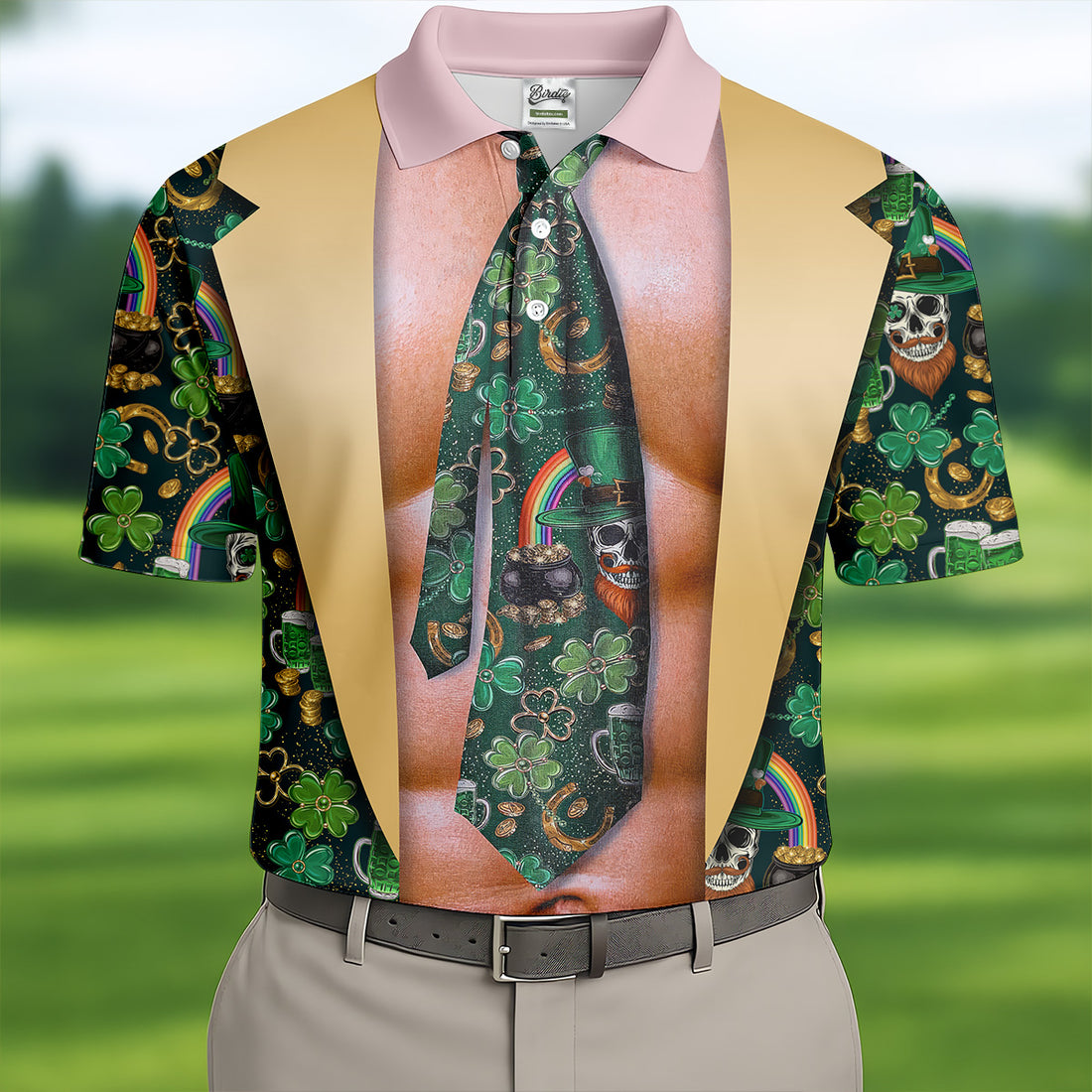 Funny Costume Shamrock St Patrick's Day Golf Shirt, Performance Golf Shirt, Polo Shirts For Men