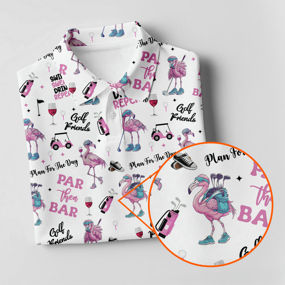 Par Then Bar Flamingo Funny Men Polo Shirt, Fun Golf Polos For Men, Golf Shirts, Dad Golf Gift