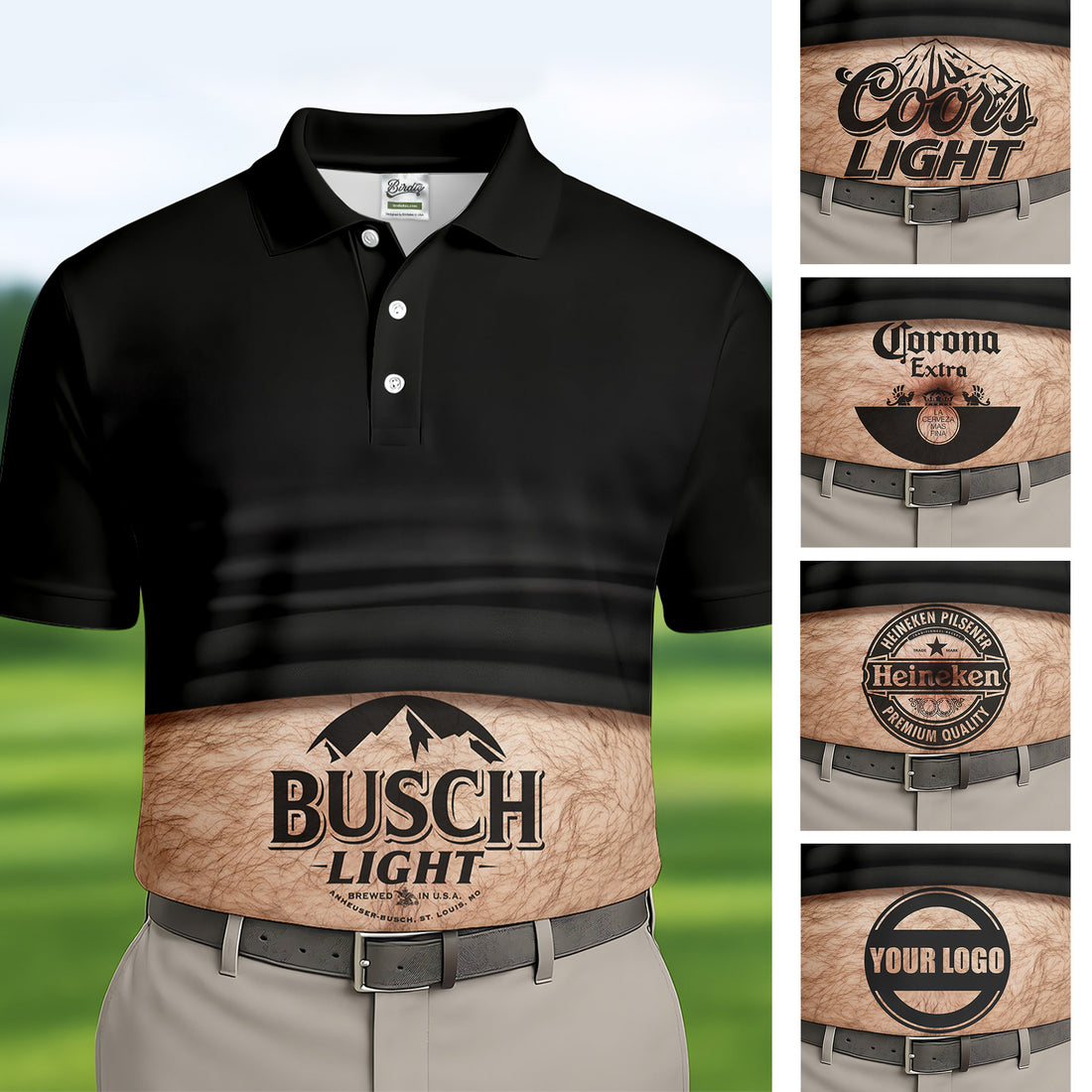 Custom Beer Logo Golf Shirt, Men's Funny Golf Polo Shirts, Unique Gift For Golfer, Fun Golf Shirts For Men