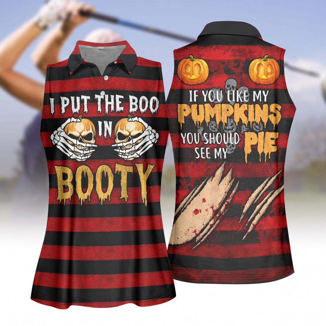 I Put The Boo In Booty Halloween Golf Polo Shirt, Women's Golf Tops, Golf Polo For Women
