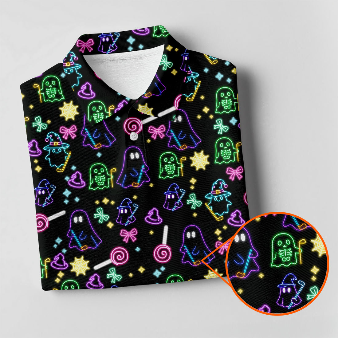Funny Ghost Golfing Men's Golf Polo Shirt, Funny Halloween Shirt, Fun Golf Polo Shirt, Halloween Gift