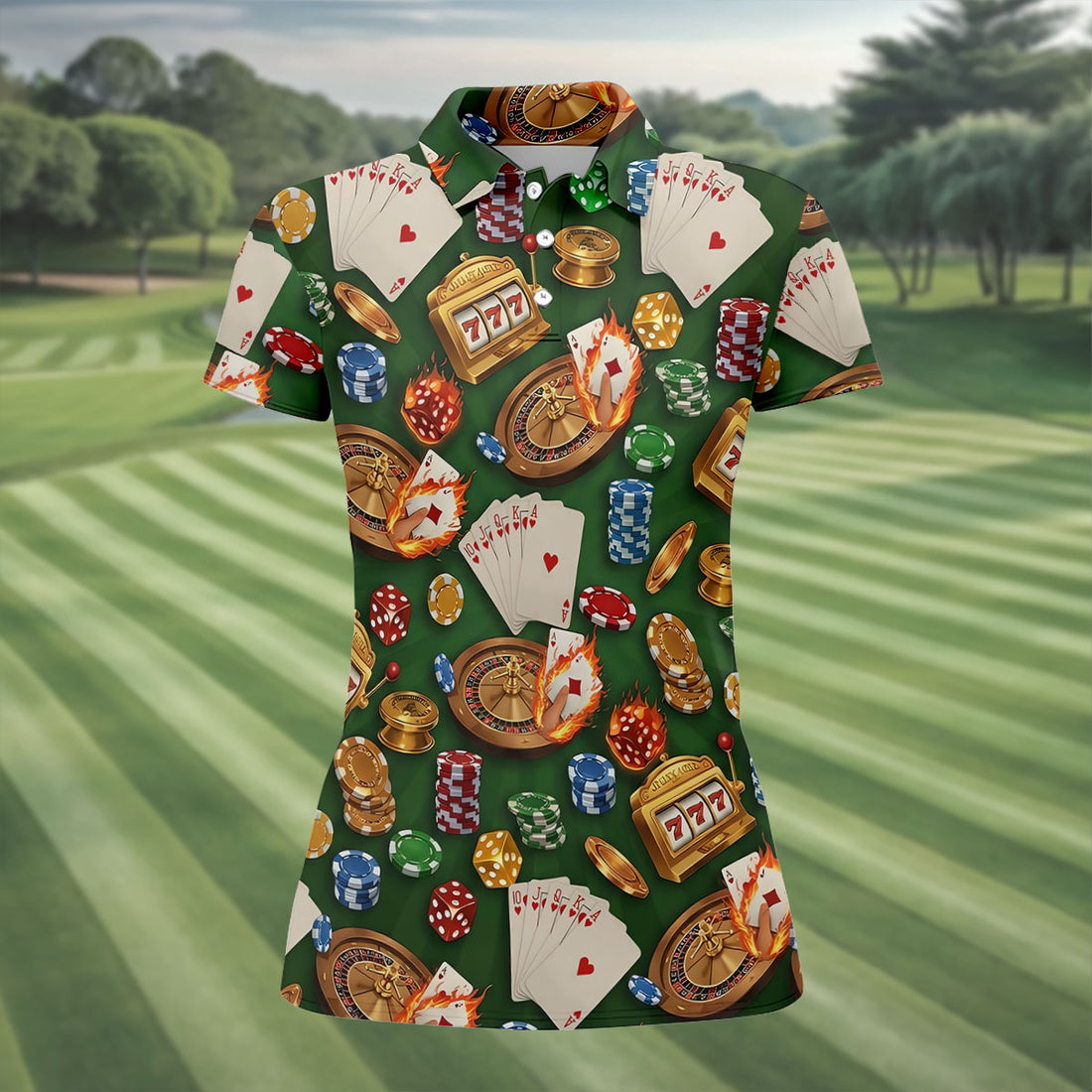 Casino Gambling Poker Golf Shirt For Women, Ladies Golf Shirts, Women's Sleeveless Golf Shirts