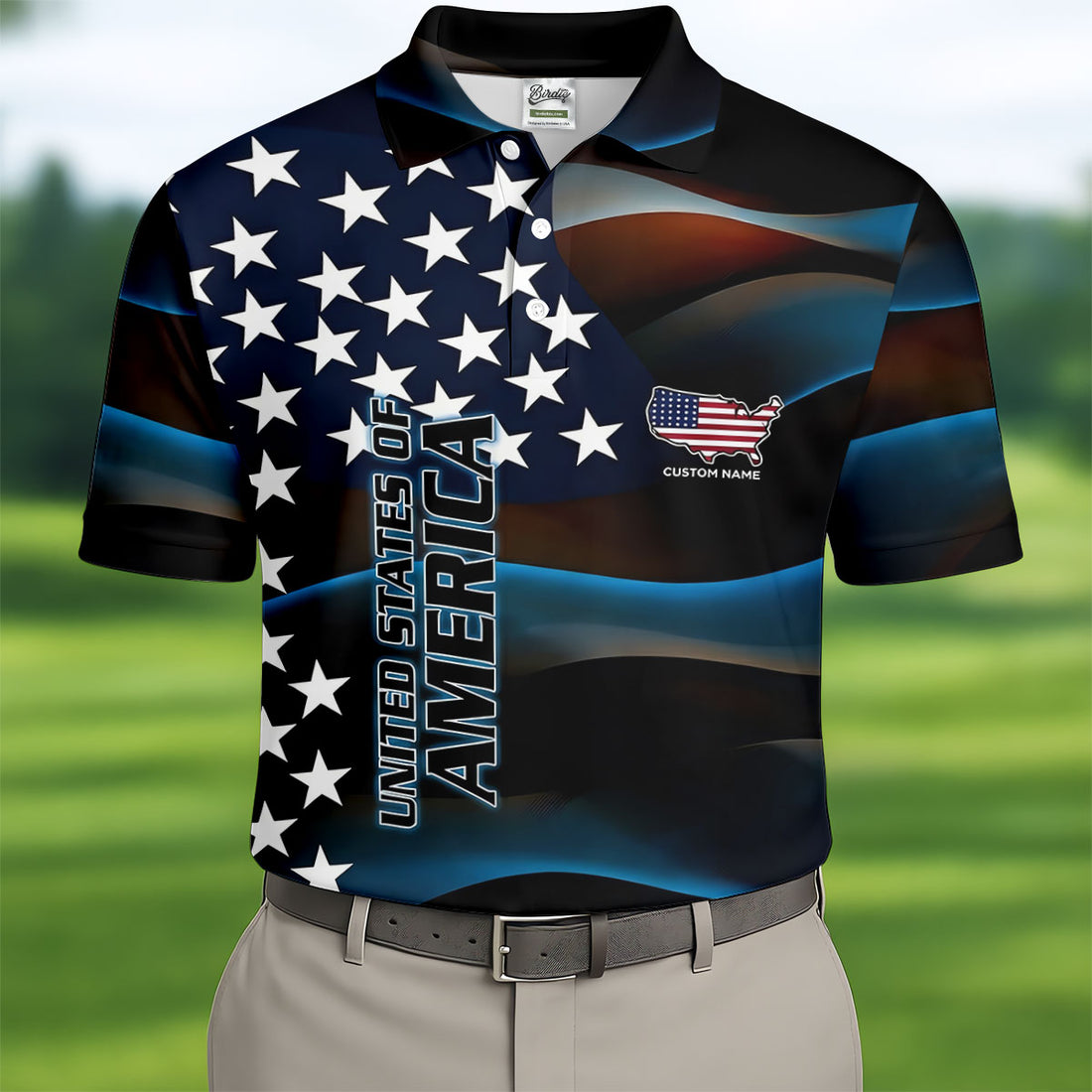 Red White Blue Bald Eagle Patriotic Golf Shirt, America 250th Anniversary Golf Shirts For Men
