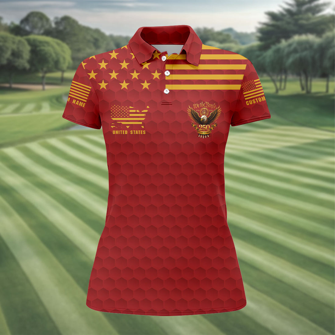 Marine Veteran We The People 250 Years Of Free 4th Of July Golf Shirt, Women's Golf Tops