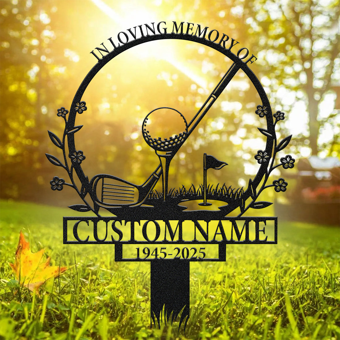 In Loving Memory Golf Sign, Custom Golfer Grave Marker, Golfing Memorial Metal Stake, Metal Stake