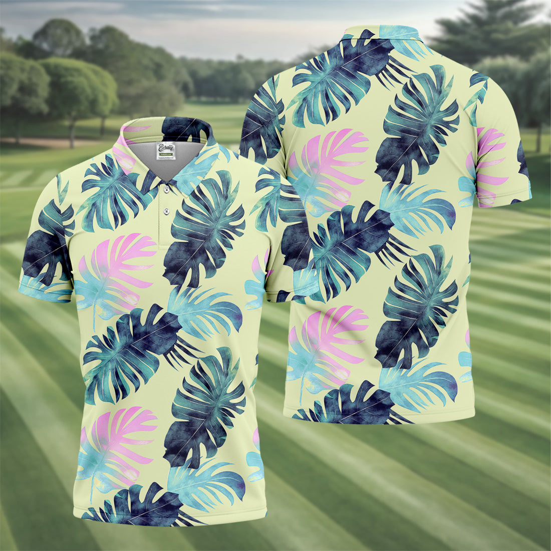 Tropical Palm Leaves Golf Tops For Men, Mens Golf Polo Shirts, Unique Gift For Golfer, Golfing Apparel