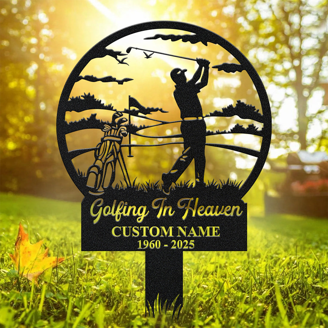 Golfing In Heaven Golf Metal Sign, Metal Golf Wall Art, Metal Garden Stakes, Memorial Gift