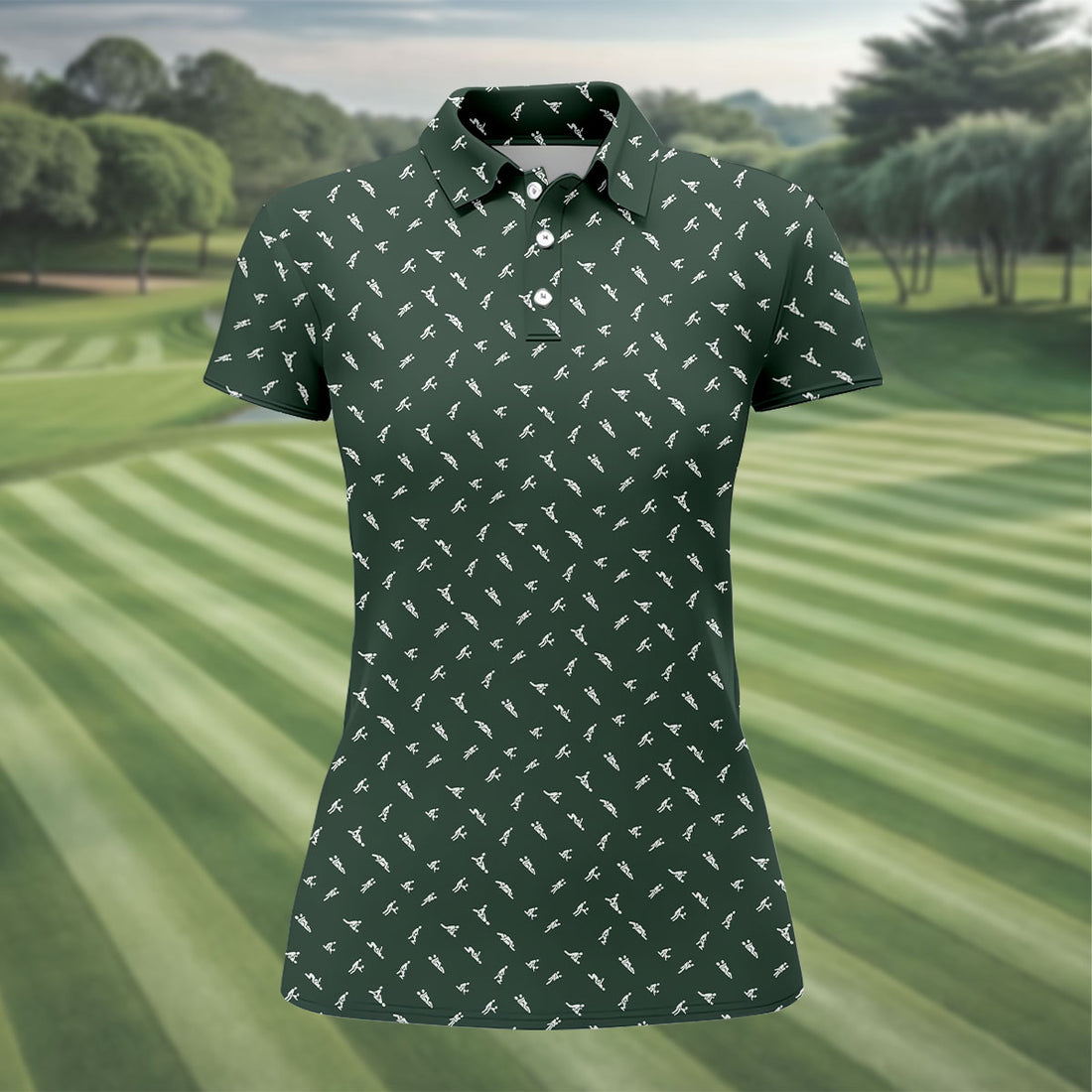 Naughty Position Dark Green Fun Women's Golf Shirts, Valentines Golf Gift, Ladies Golf Polos