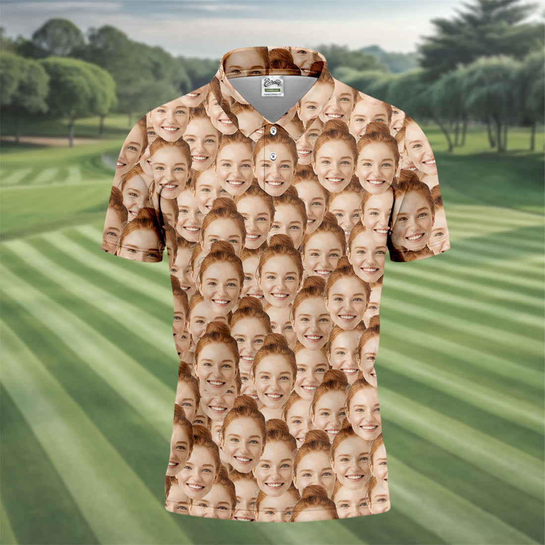 Custom Face All Over Print Fun Golf Shirts For Men, Valentines Golf Gift, Polo Shirts For Men, Golf Gift For Men