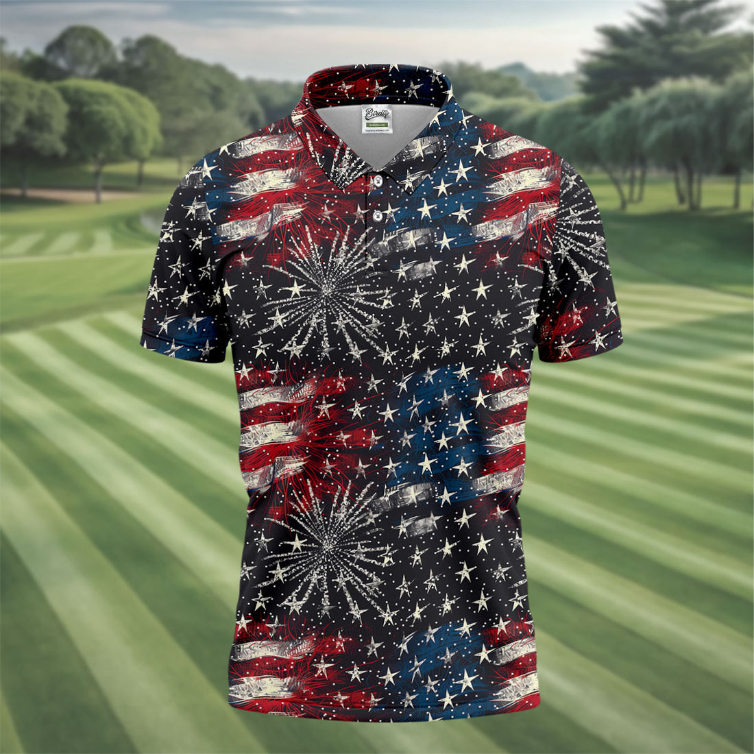 Patriotic American Flag Distressed Color 4th Of July Golf Shirts For Men, 250th Anniversary Polo Shirts For Men