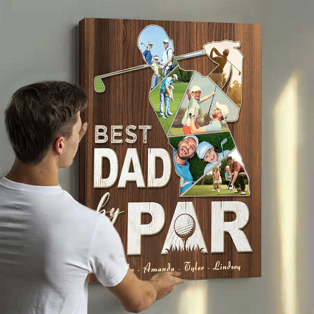 Best Dad By Par Custom Photo Canvas, Golf Wall Art, Christmas Golf Gift