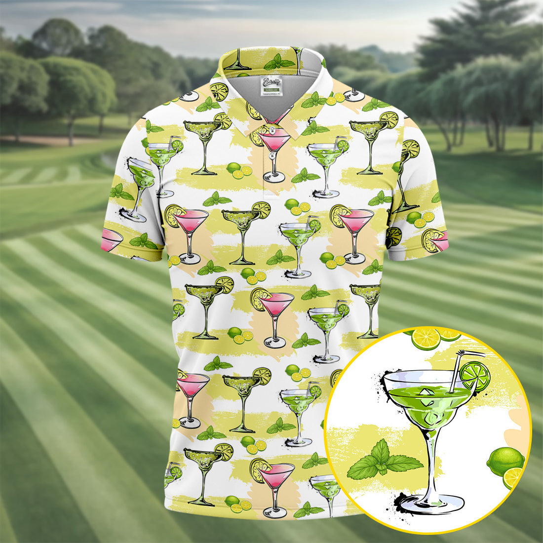 Cocktail Margarita Summer Party Men's Polo Shirt, Cinco De Mayo Celebration Fiesta Golf Shirt For Men