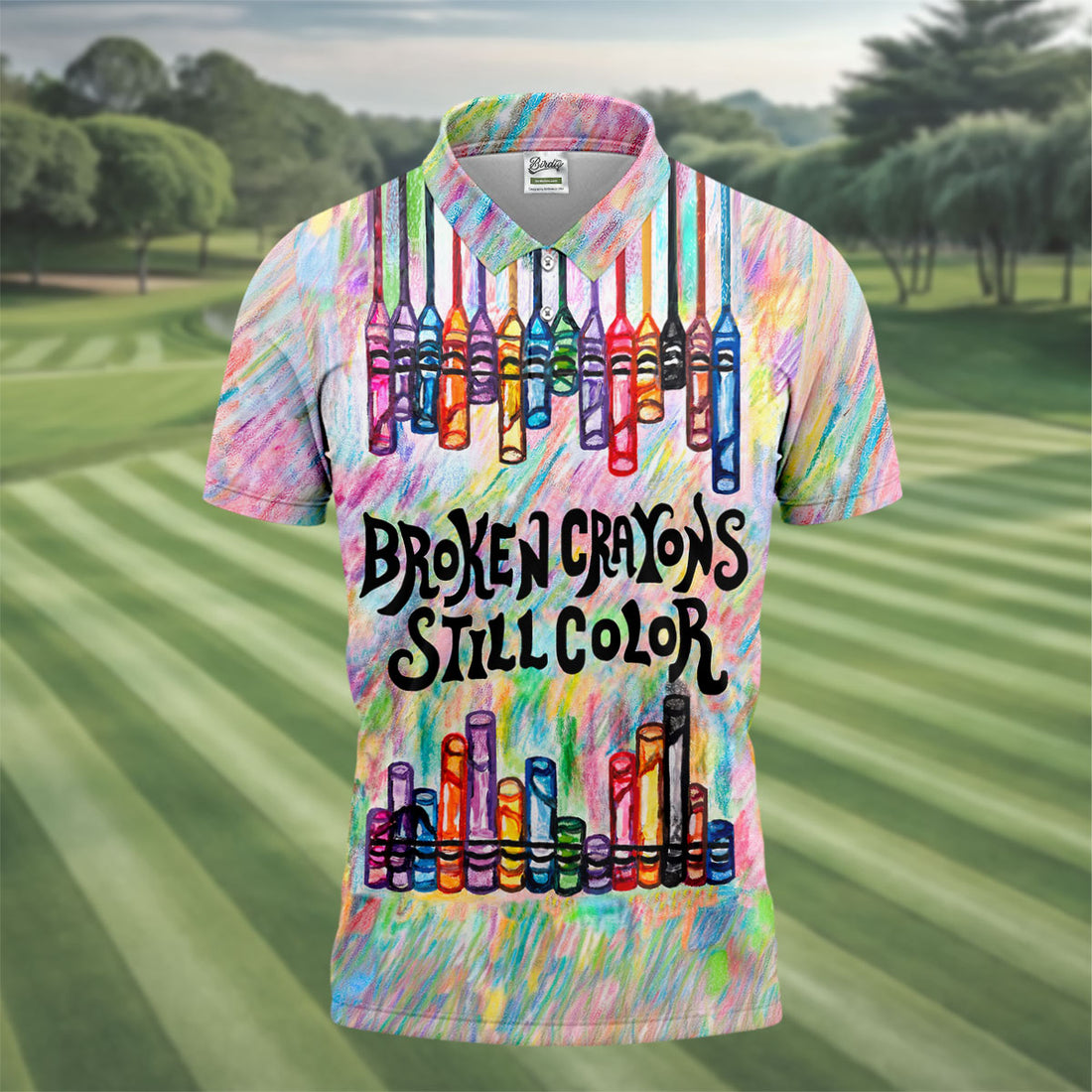 Broken Crayons Still Color Suicide Awareness Golf Polo Shirt, Mens Golf Polo
