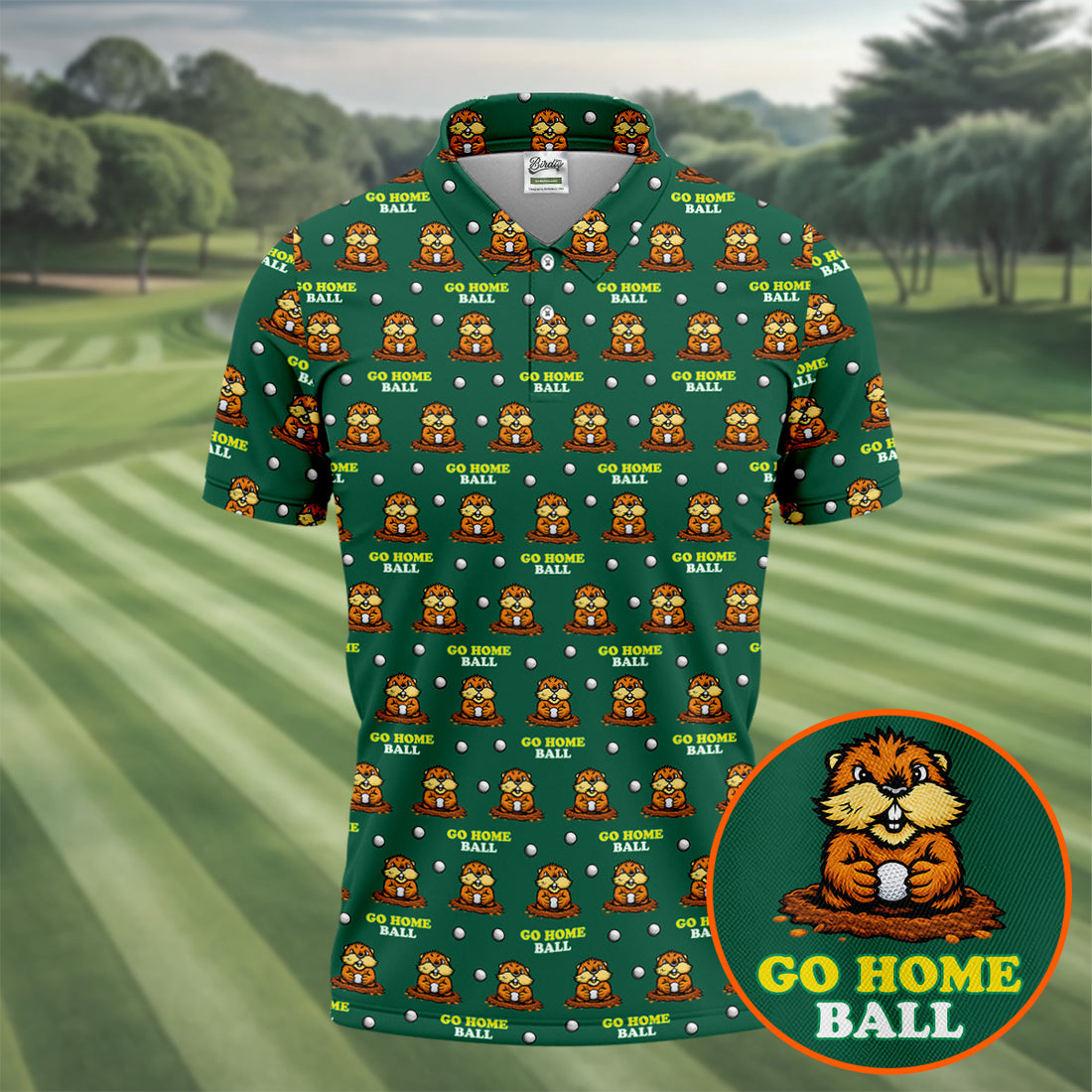 Go Home Ball Funny Groundhog Men's Golf Polo Shirts, Golf Shirts For Men, Polo Shirts For Men