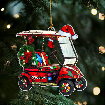 Custom Golf Cart Acrylic Ornament, Custom Name Golf Ornament, Christmas Golf Gift, Custom Golf Gift