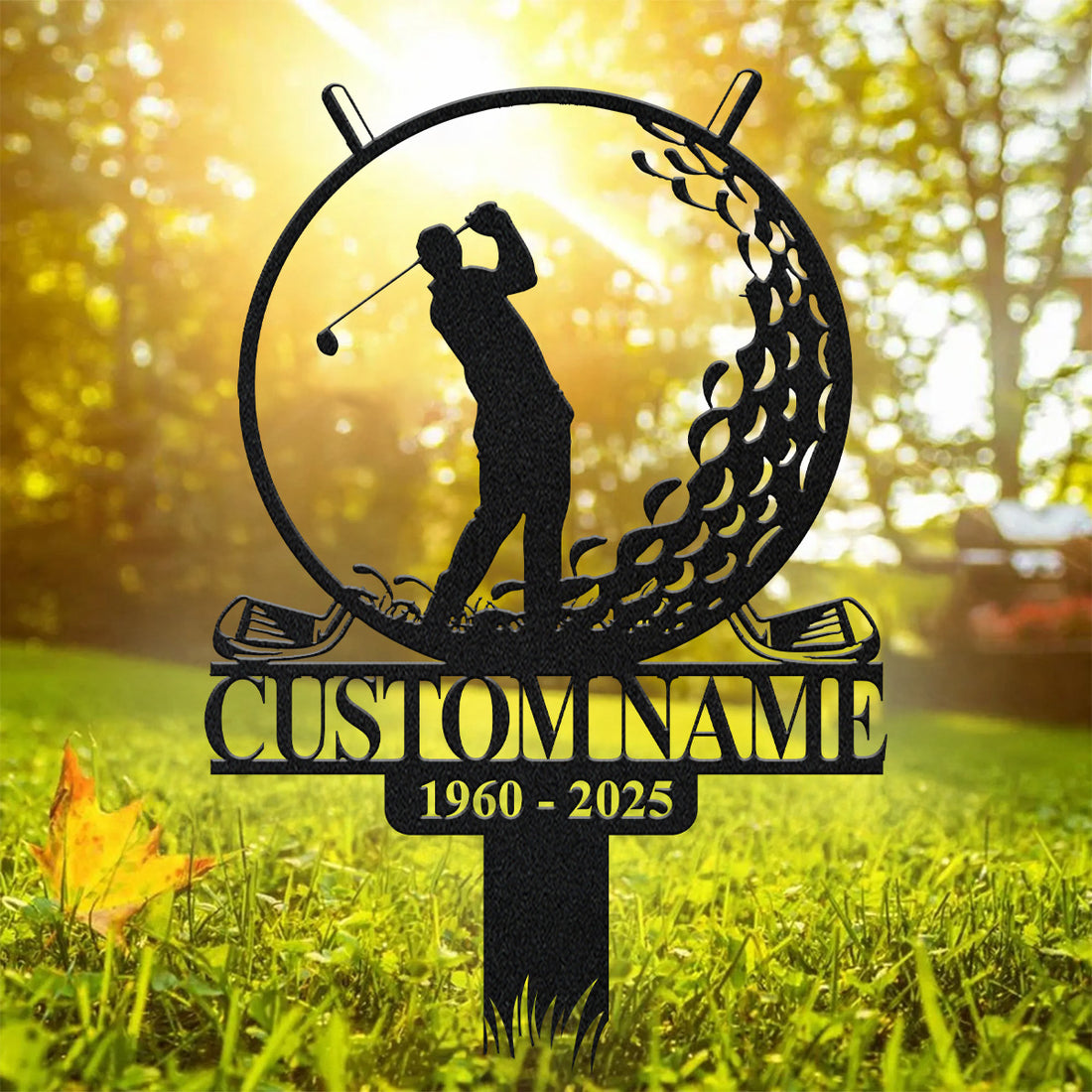 Custom Golf Memorial Stake Metal, Golfer Name Metal Stake, Metal Garden Stakes, Memorial Gift
