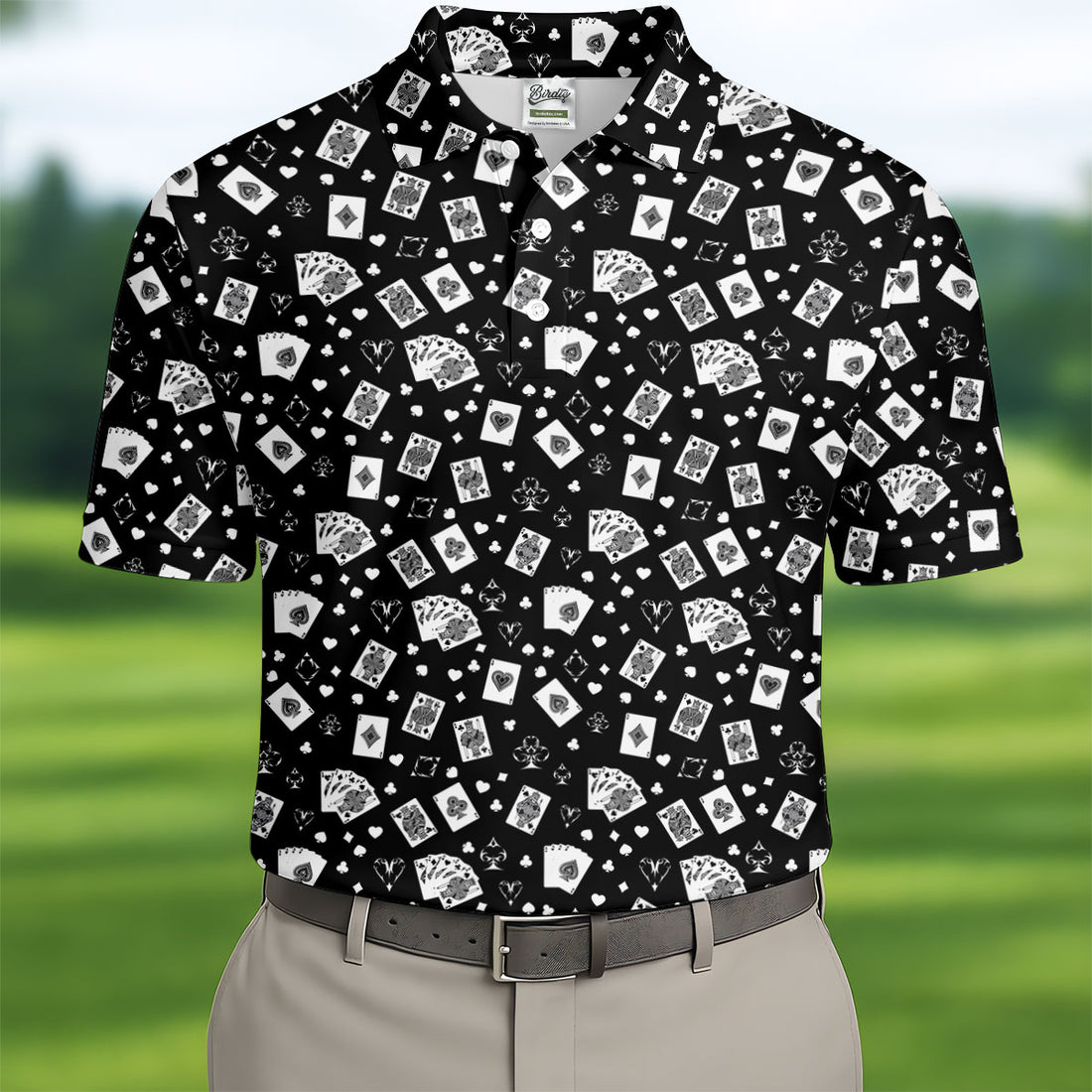Casino Cards Black Golf Shirt, Golf Tops For Men, Men's Funny Golf Shirts, Golf Shirts For Men