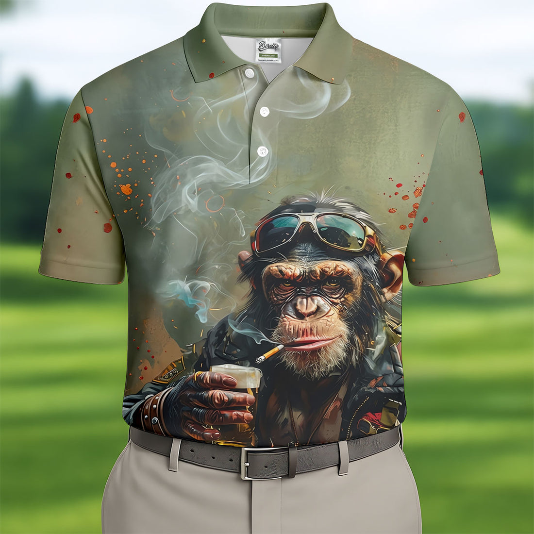 Monkey Outlaw Whiskey Ride Hawaiian Golf Shirt, Men's Golf Shirt, Polo Shirts For Men